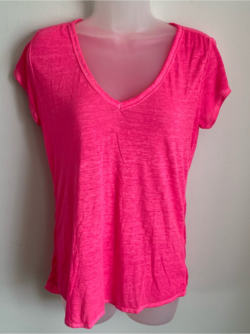 Athleta Hot Pink V-Neck Short Sleeve Tee